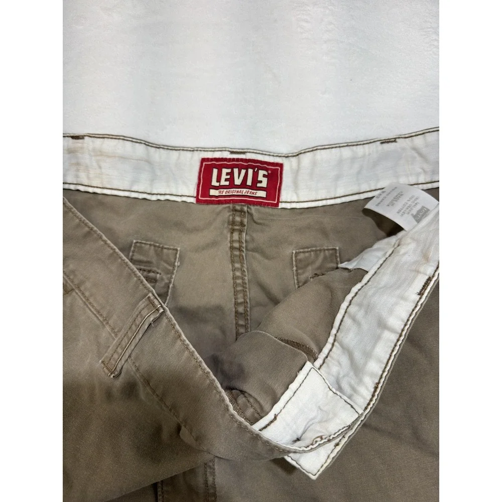 Levis Cargo Shorts Mens‎ 38 Beige 12 Inch Inseam Pockets Casual Cotton Utility